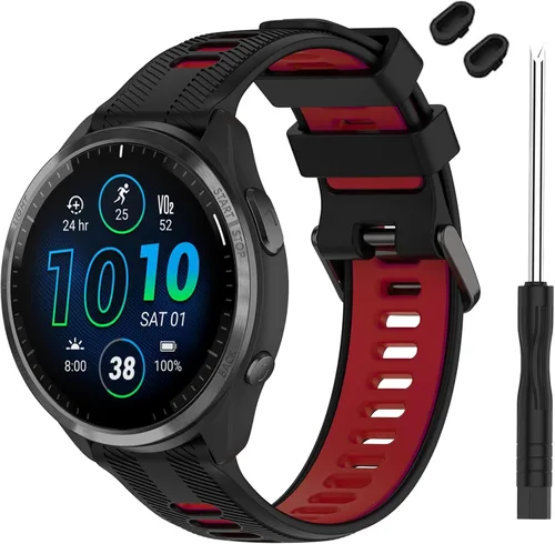 Miniatura 18 de Correa compatible con reloj Garmin Forerunner 965 – Correa de repuesto de silicona suave para reloj inteligente 965 para mujeres y hombres