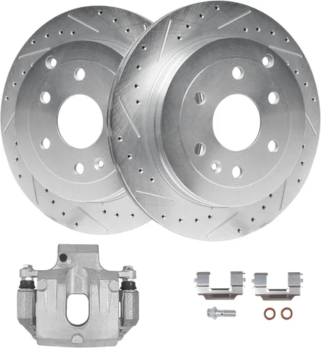 Miniatura 22 de Detroit Axle - Rotores de freno delanteros perforados y ranurados + repuesto de pinza de freno lateral del conductor para Honda Odyssey Acura MDX