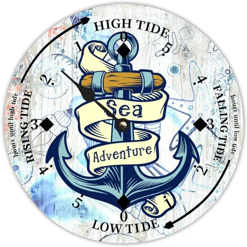 Miniatura 15 de Reloj de marea de estrella de mar oceánico, silencioso sin tictac, funciona con pilas, reloj de marea de madera, arte de pared, reloj de movimiento