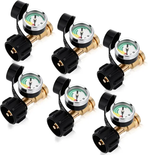 Tandefio Indicador de nivel de tanque de propano, detector de fugas, medidor de presión de gas, tanque de propano universal QCC1 con cubierta