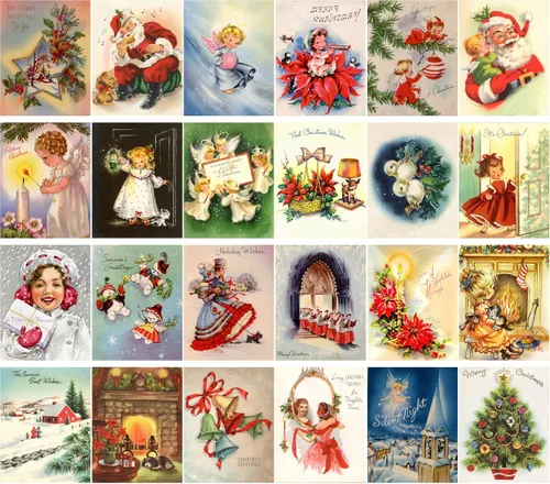 Miniatura 2 de PIXILUV Paquete de Tarjetas Postales 24 piezas - Tarjetas de Felicitación Vintage de Navidad con Santa - Reedición