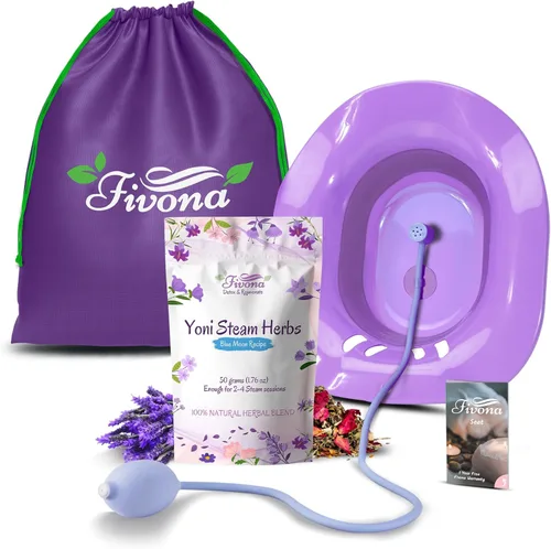Fivona Yoni - Kit de vapor 4 en 1 paquete de asiento de vapor expandible para bomba de inodoro bolsa de almacenamiento y todas las hierbas de vapor