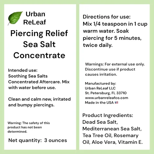 Miniatura 7 de Urban ReLeaf Concentrado de sal marina para aliviar los piercings. Limpia, calma y cura suavemente de forma segura, nuevos piercings irritados