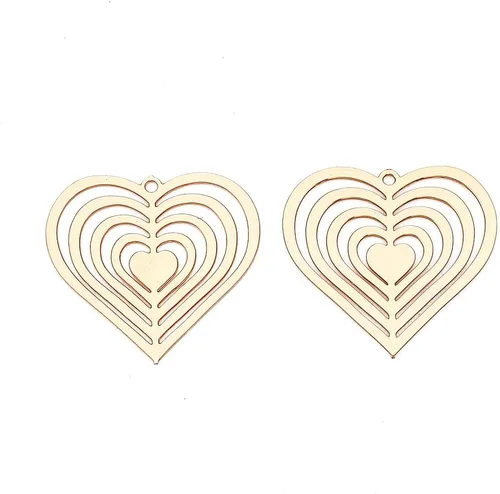 Miniatura 17 de Beadthoven - Colgantes de filigrana dorada clara, adornos de metal grabados, dijes de conector hueco para aretes, collares, accesorios para hacer