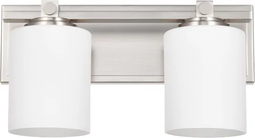 Miniatura 20 de Aplique de pared de 1 luz, elegante iluminación de pared en níquel cepillado, 1 luz de transición para tocador de baño con pantalla de vidrio opal
