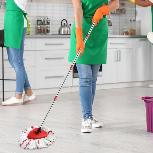 Miniatura 7 de Cabezal de repuesto para mopa giratoria HiBaby, base, mango compatible con el juego de mopa Ocedar EasyWring de 1 tanque de microfibra, 2 cabezales