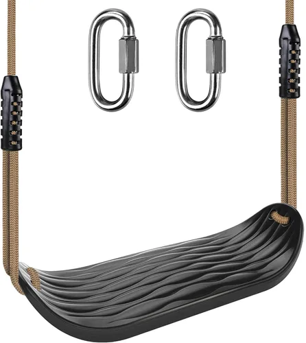 Dolibest Asiento de columpio antideslizante, asientos de plástico para niños con diseño en forma de U y agarre de goma suave, cuerda ajustable