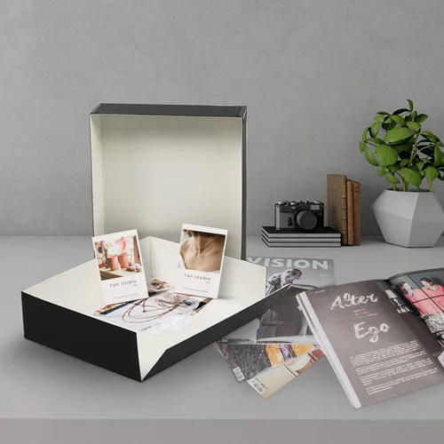Miniatura 43 de Lineco Archival Caja de almacenamiento para impresión de 13x19 pulgadas, diseño frontal abatible, 13 1/2 x 19 1/2 x 3 pulgadas, color exterior: negro