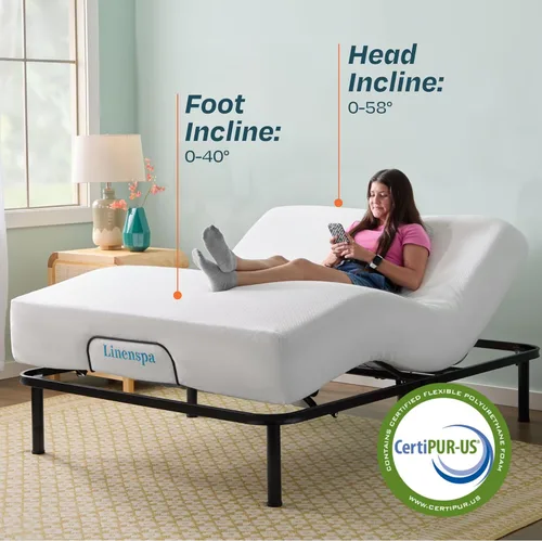 Miniatura 5 de Linenspa - Base de cama ajustable - Inclinación independiente de cabeza y pie - Motor potente y silencioso - Fácil montaje sin herramientas - Para