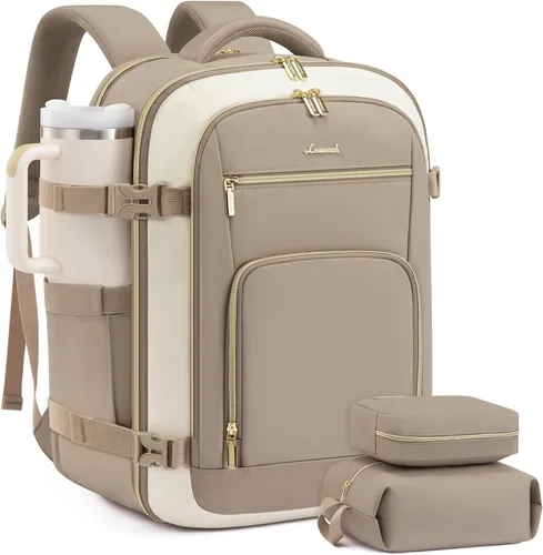 Miniatura 11 de LOVEVOOK Mochila de viaje para mujer y hombre, Beige, Mochilas de viaje
