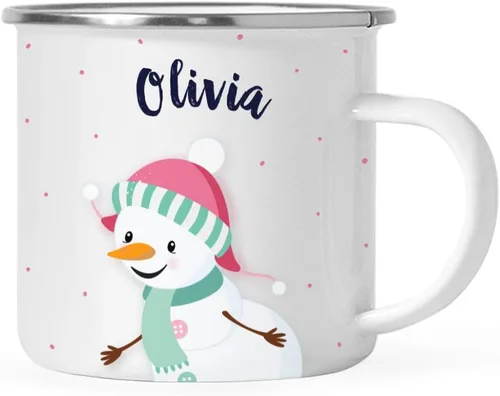 Miniatura 9 de Andaz Press Taza de café de acero inoxidable con nombre personalizado de 11 onzas para niños, diseño de búho azul festivo, 1 paquete, taza