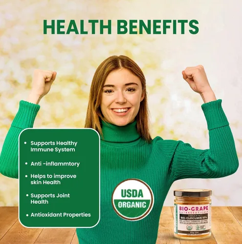 Miniatura 4 de Extracto de curcumina de cúrcuma, 95% bio antioxidante, polvo de cúrcuma orgánica USDA, dosis de 2.12 oz de curcumina, suplementos para apoyo