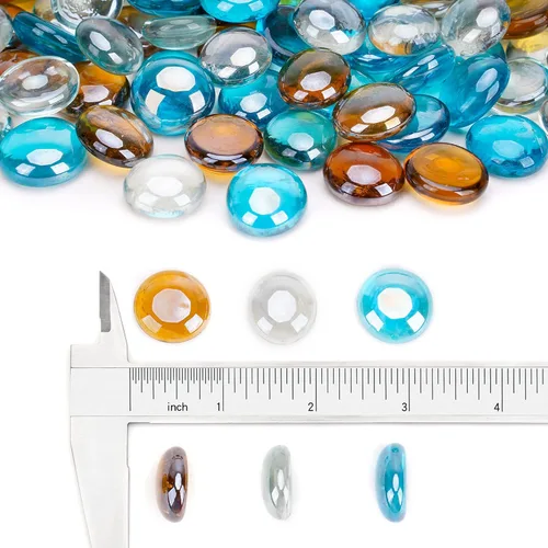 Miniatura 2 de Stanbroil - 10 libras de cuentas de vidrio ignífugo mezclado - 1/2 pulgada de cuentas de vidrio para fuego mezcladas de color azul caribeño, hielo