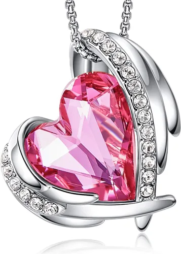 CDE Love Heart Pendant Necklaces for Women Silver Tone Rose Gold Tone Crystals Birthstone Christmas Jewelry Gifts for Women BirthdayAnniversary