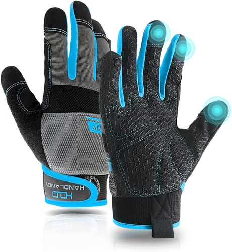 Miniatura 9 de AIGEVTURE Guantes de trabajo para hombre y mujer, guantes de jardinería de uso general con pantalla táctil, guantes de mecánico delgados de trabajo