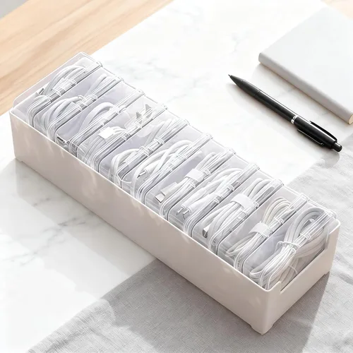 Caja organizadora de cables de 11 cajas, organizador de cables de escritorio con interruptor, organizador de cables de alimentación para oficina,