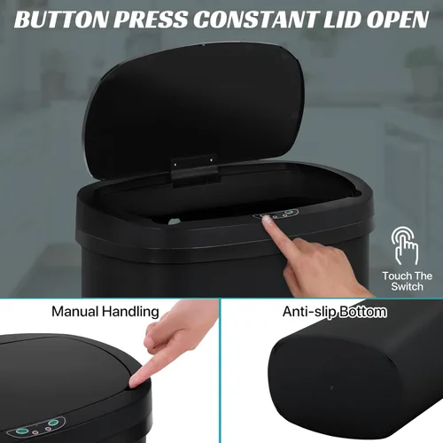 Miniatura 3 de Dkeli Bote de Basura Automático de 13 Galones, Bote de Basura de Cocina de 50 Litros Sin Contacto con Tapa, Contenedor de Residuos Cepillado