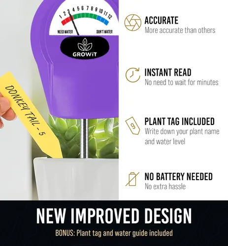 Miniatura 2 de GROWIT - Monitor de agua de suelo para plantas, medidor de humedad del suelo, hidrómetro para plantas, medidor de humedad de plantas de interior, 3.