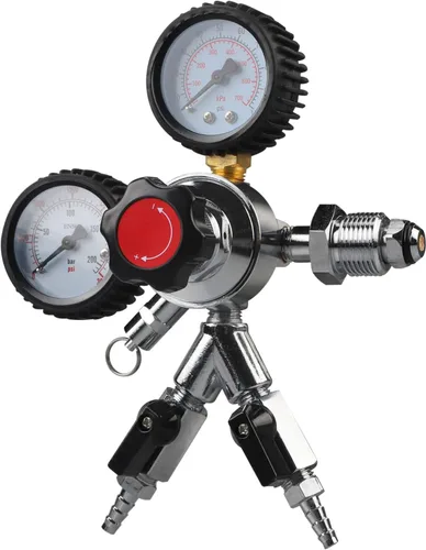 LUCKEG Regulador de nitrógeno de doble calibre - Regulador de barril de nitrógeno de cerveza de barril con doble barra de salida de 5/16 "0-100 psi