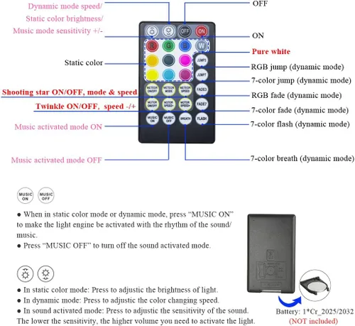 Miniatura 3 de AKEPO Kit de luces de fibra óptica con efecto de estrella de tiro de meteoritos RGBW de 32 W, control de aplicación Bluetooth, 1000 piezas de hebras
