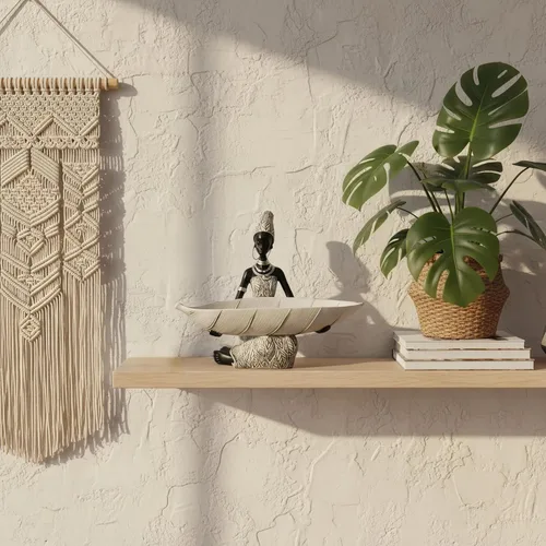 Miniatura 5 de Lescafita Escultura Africana Hecha a Mano de Mujer Sentada - Figura Tribal Dorada Sosteniendo Canasta, Decoración del Hogar de Resina