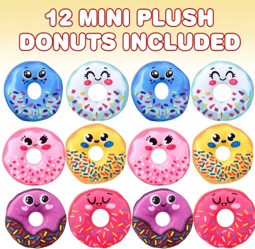 Miniatura 2 de ArtCreativity Mini donas de peluche con cara sonriente para niños, juego de 12, juguetes de peluche suaves en varios colores, lindo recuerdo