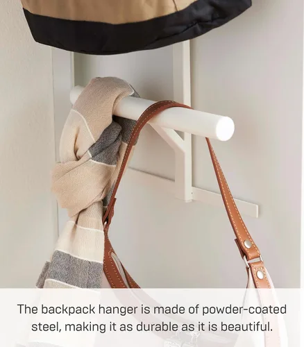 Miniatura 4 de YAMAZAKI Home - Perchero de torre para colgar mochilas sobre la puerta del armario o dormitorio, estante de almacenamiento de dos niveles de metal