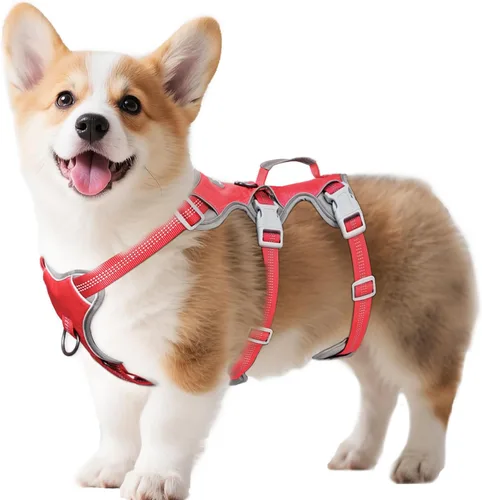 Miniatura 10 de Huntboo Arnés para perro a prueba de escape, arnés reflectante con mango acolchado, transpirable, duradero, chaleco ajustable para perros medianos