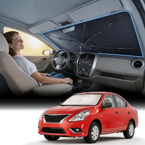 Miniatura 19 de Nmoiss [Escudo térmico con revestimiento de vinilo] Parasol para parabrisas personalizado para Mazda 3, protege el automóvil de los rayos solares