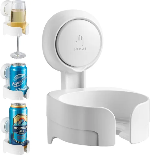 Miniatura 9 de TAILI Soporte de copa de vino con ventosa para ducha, soporte de taza de baño extraíble montado en la pared para cerveza, vino, bebidas, disfrutar