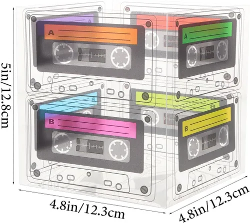 Miniatura 6 de Yardwe Paquete de 5 cajas de cinta de casete para fiesta, cajas de dulces retro de los años 80 para decoración de mesa de cumpleaños, 5.03 x 4.84 x