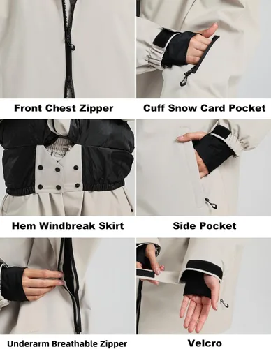 Miniatura 5 de GSOU SNOW Mens Ski Jacket Baggy Snowboard Jacket Womens Insulated Snow Jacket Waterproof Windproof Loose Ski Coat for Skiing