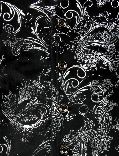 Miniatura 5 de ZEROYAA Chaleco de traje de cuello en V con estampado de cachemira metálico para hombre, chaleco de esmoquin