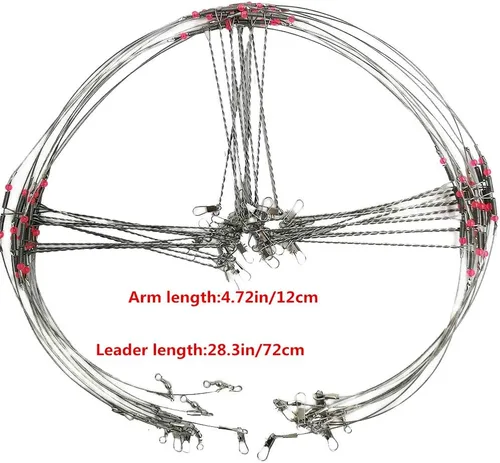 Miniatura 2 de Fishing Wire Leaders for Bottom Rigs: 10pcs 1/2/3 Arm Saltwater Hi-Low Rig Leaders with Swivels Snap for Trolling Pier Surf Fishing Tackle - Arm