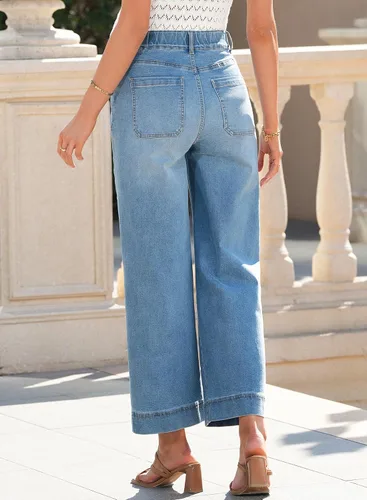 Miniatura 7 de BLENCOT - Pantalones de maternidad para mujer de cintura alta, pierna ancha y elástica de mezclilla, ropa de embarazo