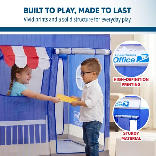 Miniatura 4 de Kid Trax USPS - Tienda de campaña desplegable Cape Cod Pretend de oficina de correos, juguetes para niños, carpas interiores para niños, juguetes