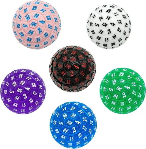 Miniatura 6 de Dados poliédricos de 100 caras, dados de juego individuales D100, cubo de 100 lados con bolsa negra, dado D100 de 1.890 in