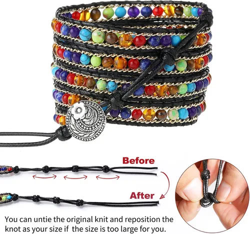 Miniatura 7 de Pulsera bohemia compatible con Apple Watch Band con cuentas para mujeres y hombres de 1.496 pulgadas, 1.575 pulgadas, 1.614 pulgadas, 1.654