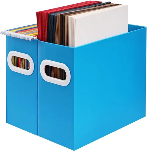 Miniatura 30 de Organizador de archivos colgante, organizador de carpetas de archivos de cartón para tamaño carta, caja de almacenamiento de documentos