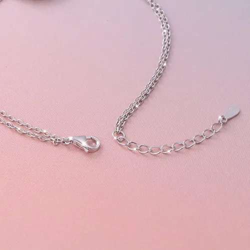 Miniatura 8 de Brazalete con cadena doble, con dije para mal de ojo, de plata de ley 925 y circonio cúbico, para mujer.