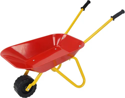 GLACER Carretilla para niños, juguetes para exteriores con bandeja de acero, asas antideslizantes y rueda antideslizante, bandejas de construcción
