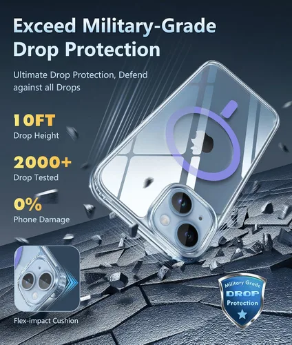 Miniatura 551 de FNTCASE Funda para iPhone 13 Pro-Max: Fundas magnéticas transparentes compatibles con Magsafe Slim anti amarillamiento protección contra caídas