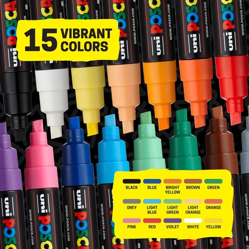 Miniatura 2 de Uni-POSCA PC8K15C conjunto de 15 marcadores de pintura