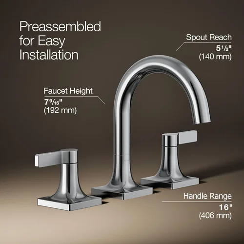 Miniatura 3 de KOHLER K-28125-4-CP Venza - Grifo para lavabo de baño, 3 agujeros con dos manijas de palanca y drenaje clicker, 1.2 GPM, cromo pulido