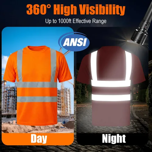 Miniatura 4 de HYCOPROT Hi Vis - Camisas de seguridad de manga corta de alta visibilidad, camisa reflectante para hombres y mujeres, camiseta de construcción