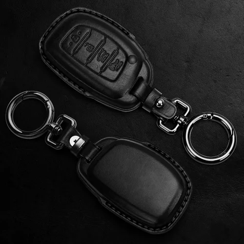 Miniatura 3 de Tukellen Funda de Cuero Genuino para Llavero Portallaves Inteligente Compatible con Hyundai Elantra Elantra GT Ioniq Sonata Tucson Smart 4 Botones