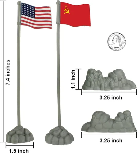 Miniatura 2 de BMC WW2 D-Day Allies Axis Plastic Army Men Banderas 10pc Militar Playset Accesorio