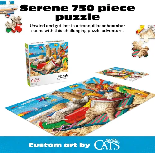 Miniatura 3 de Buffalo Games Steve Read Beachcombers - Rompecabezas de 750 piezas, 24 x 18 pulgadas, colección Cats - Rompecabezas de 750 piezas para adultos