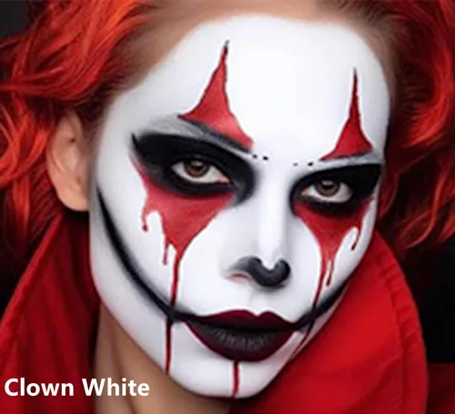 Miniatura 6 de Go Ho Pintura facial blanca de payaso lavable, a base de agua, pintura corporal blanca crema altamente pigmentada, suave, para Halloween, cosplay