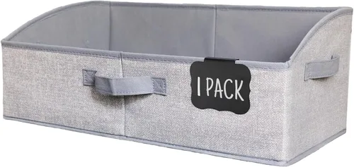 Trapezoid Storage Bins with Label Clips,28L Large Closet Organizers and Storage,Foldable Fabric Bin with 3 Handles,Shelf Basket for